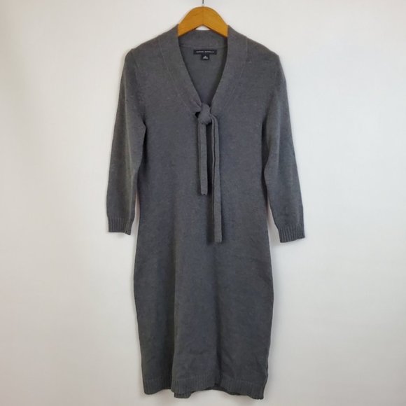 Banana Republic Gray Cotton Knit Tie Sweater Dress Size Small - Picture 7 of 8